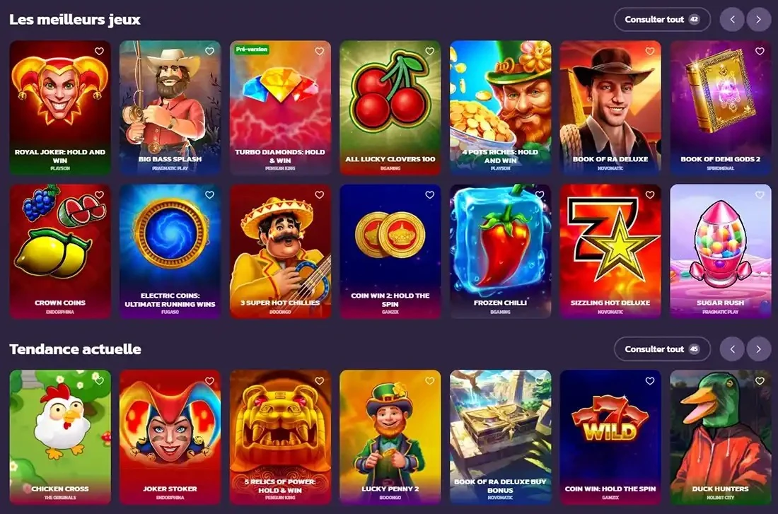 Meilleurs jeux et tendances du lobby Coolzino